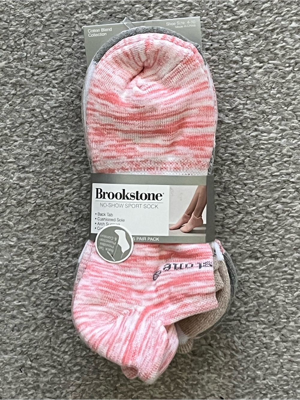 NWT Brookstone Pink Marled No-Show Socks Woman One Size